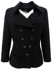 2001年製　ウールCCマークボタンダブルブレストジャケット　ブラック