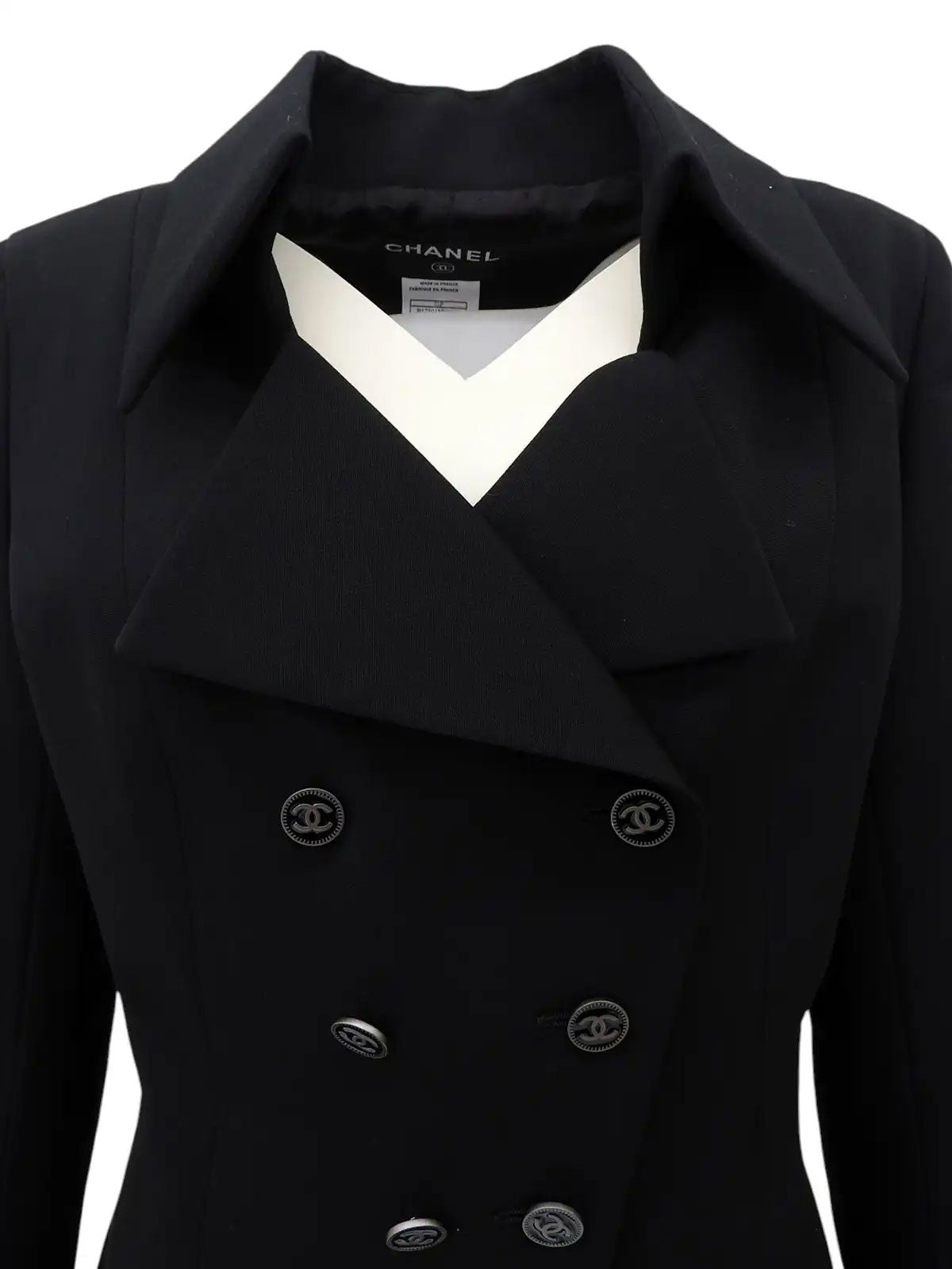 2001年製　ウールCCマークボタンダブルブレストジャケット　ブラック