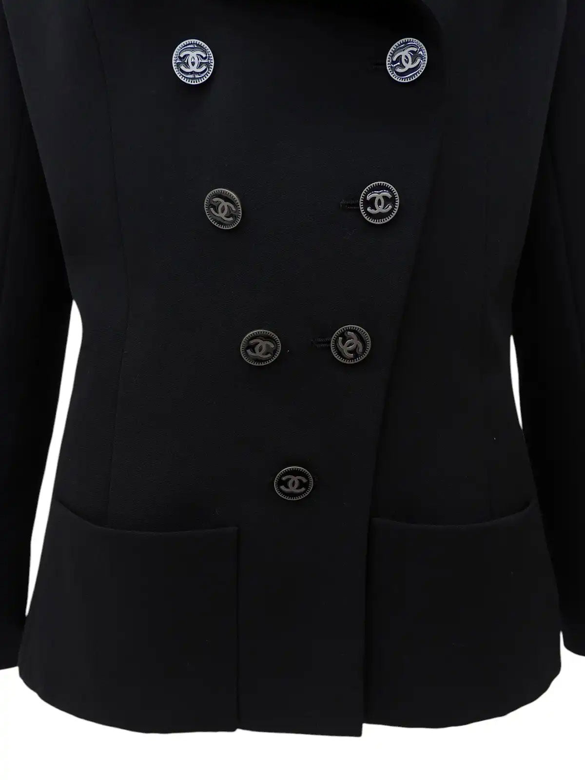 2001年製　ウールCCマークボタンダブルブレストジャケット　ブラック