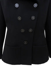 2001年製 ウールCCマークボタンダブルブレストジャケット ブラック