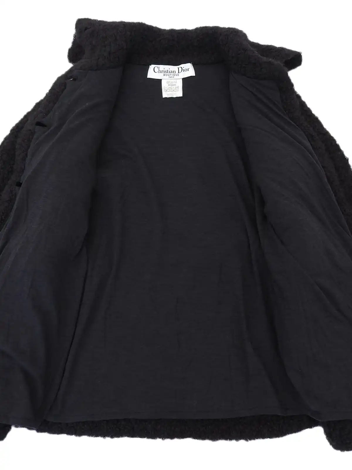Knit Leather Combination Logo Buckle Coat in Black
