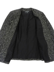 ツイードCCマークボタンジャケット　ブラック／ホワイト