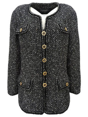 Tweed CC Mark Button Jacket in Black/White