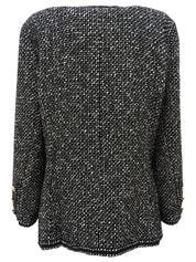 Tweed CC Mark Button Jacket in Black/White