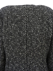 ツイードCCマークボタンジャケット　ブラック／ホワイト