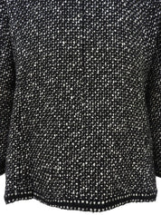 ツイードCCマークボタンジャケット　ブラック／ホワイト