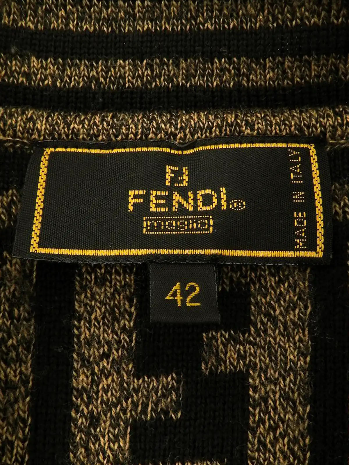 Wool FF Zucca Pattern Knit Vest in Brown/Black