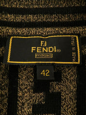 Wool FF Zucca Pattern Knit Vest in Brown/Black