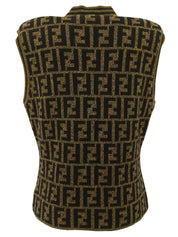 ウールFFズッカパターンニットベスト ブラウン/ブラック