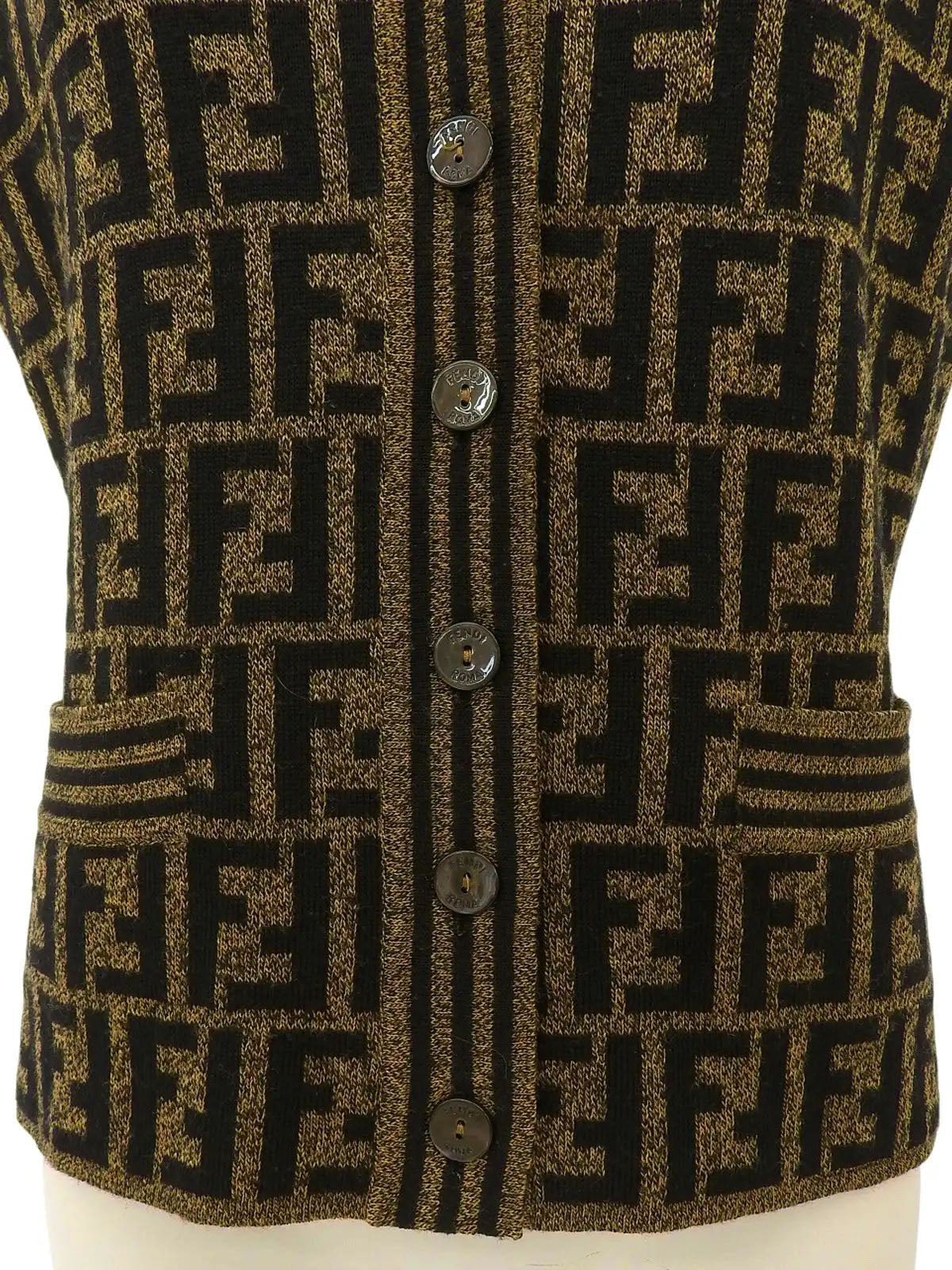 ウールFFズッカパターンニットベスト ブラウン/ブラック