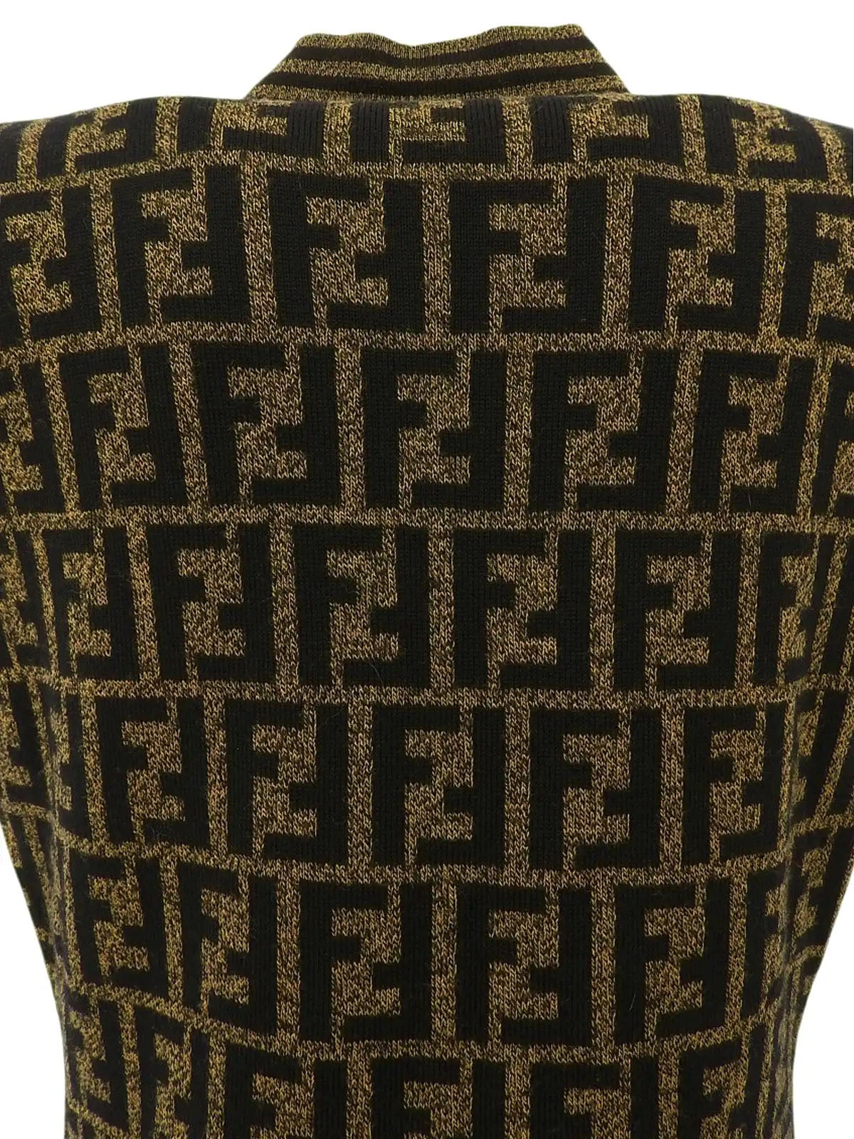 Wool FF Zucca Pattern Knit Vest in Brown/Black