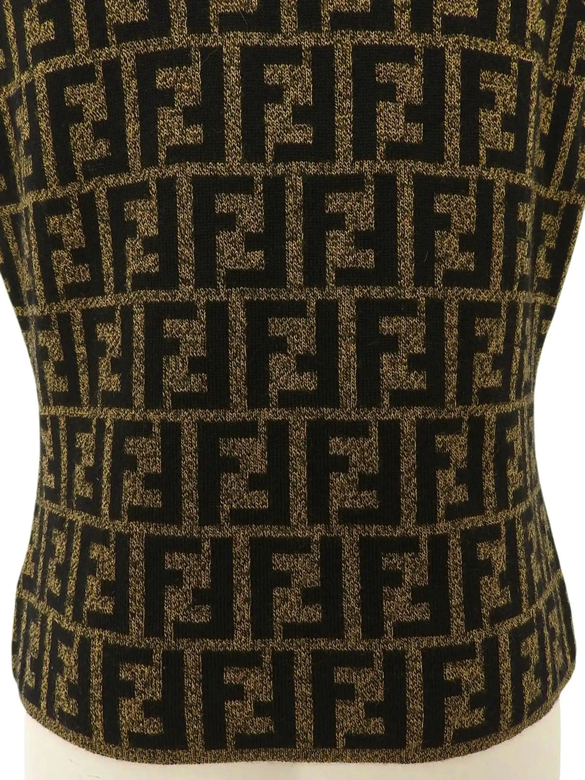 Wool FF Zucca Pattern Knit Vest in Brown/Black
