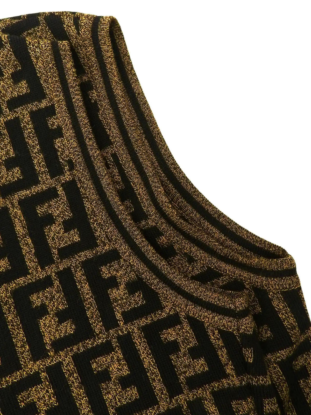 Wool FF Zucca Pattern Knit Vest in Brown/Black