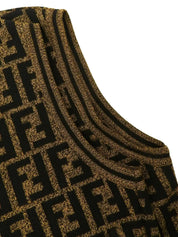 Wool FF Zucca Pattern Knit Vest in Brown/Black