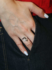 18K Diamond Loving Heart Ring in Silver