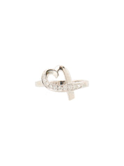18K Diamond Loving Heart Ring in Silver