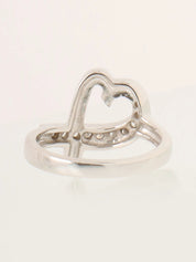 18K Diamond Loving Heart Ring in Silver
