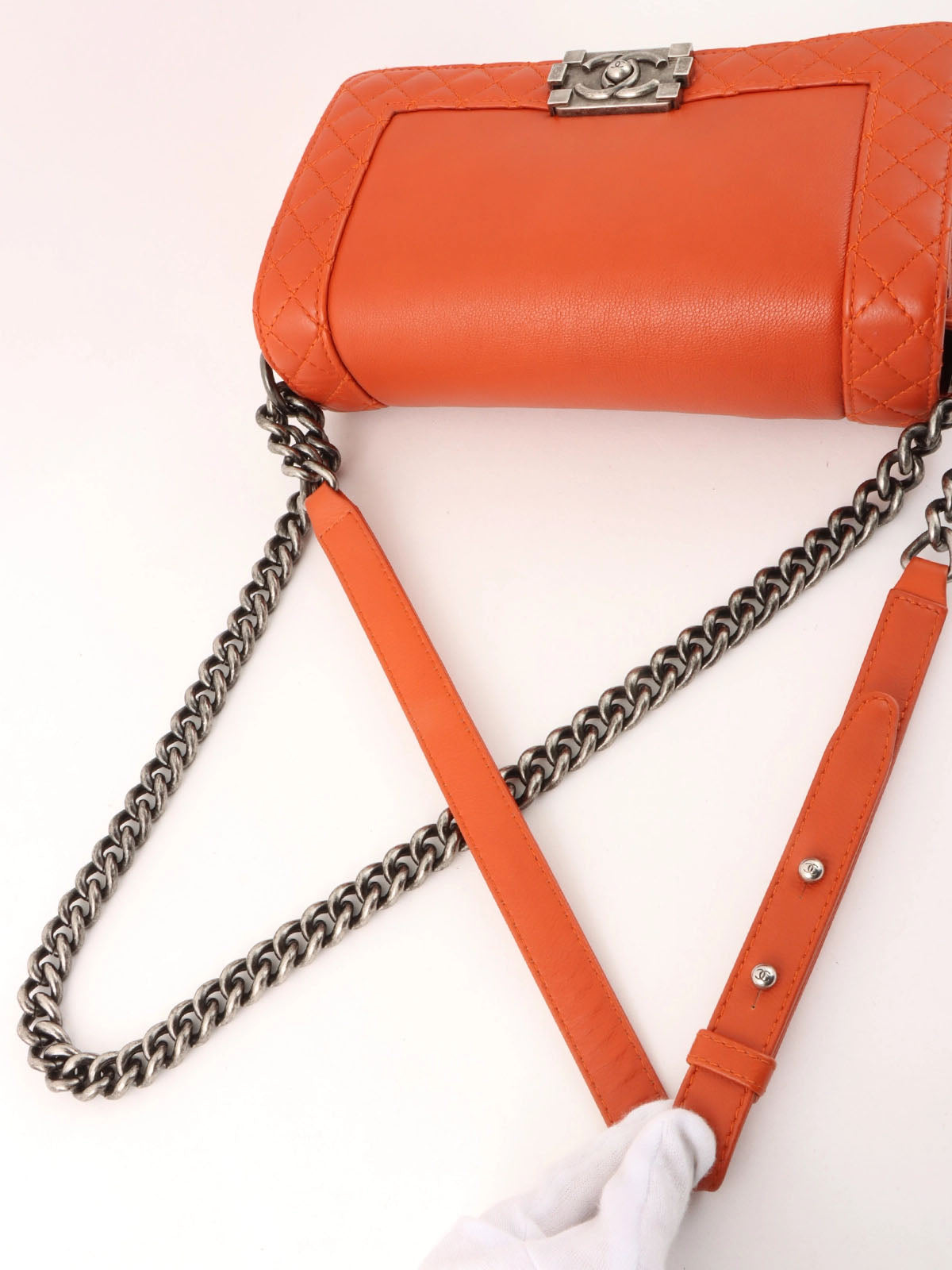 2014 Boy Chanel Chain Shoulder Bag, Orange