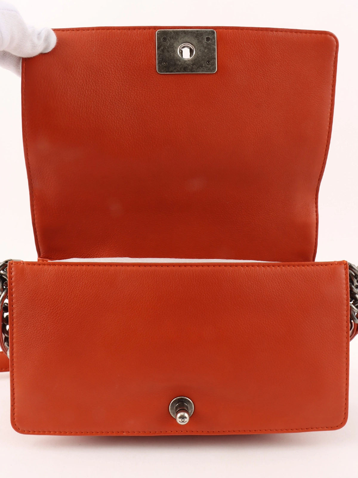 2014年頃製　ボーイシャネルチェーンショルダーバッグ　オレンジ