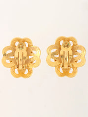1997 Flower Motif CC Mark Logo Cutout Earrings Gold