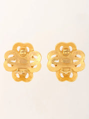 1997 Flower Motif CC Mark Logo Cutout Earrings Gold