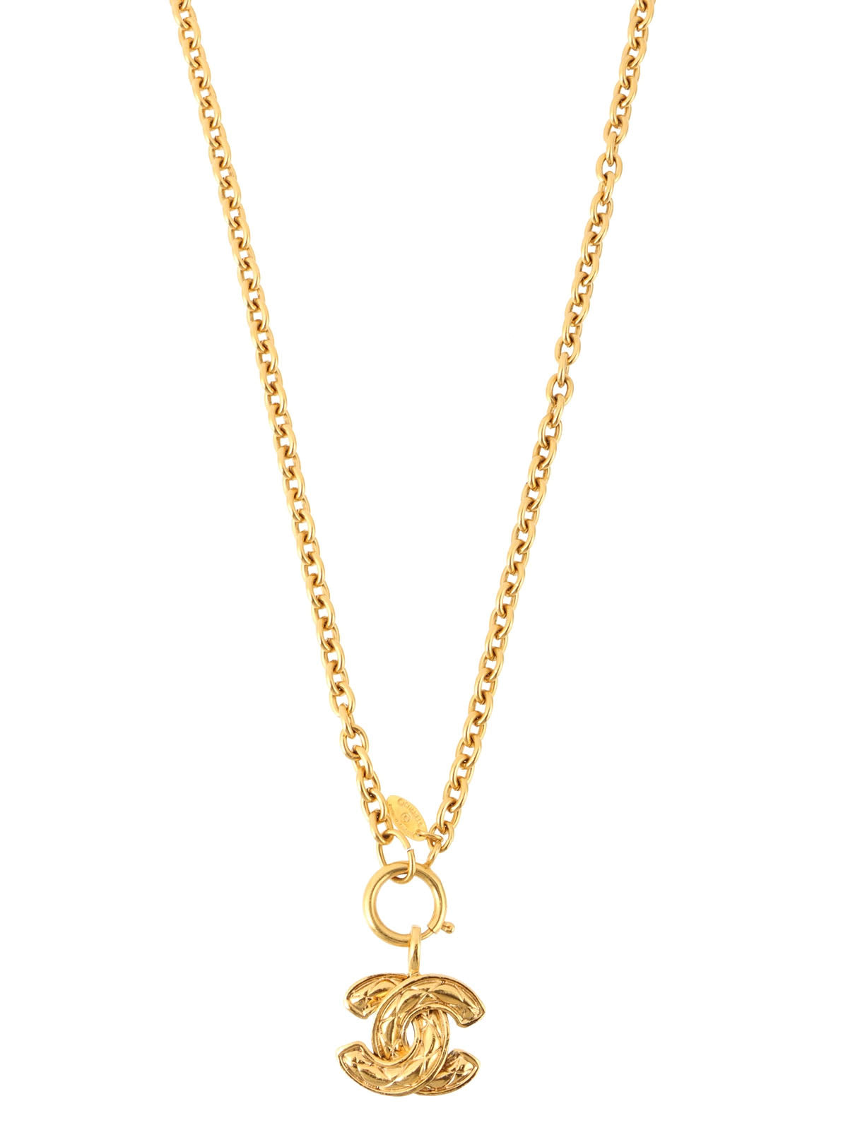 Matelasse Stitch CC Mark Necklace Gold