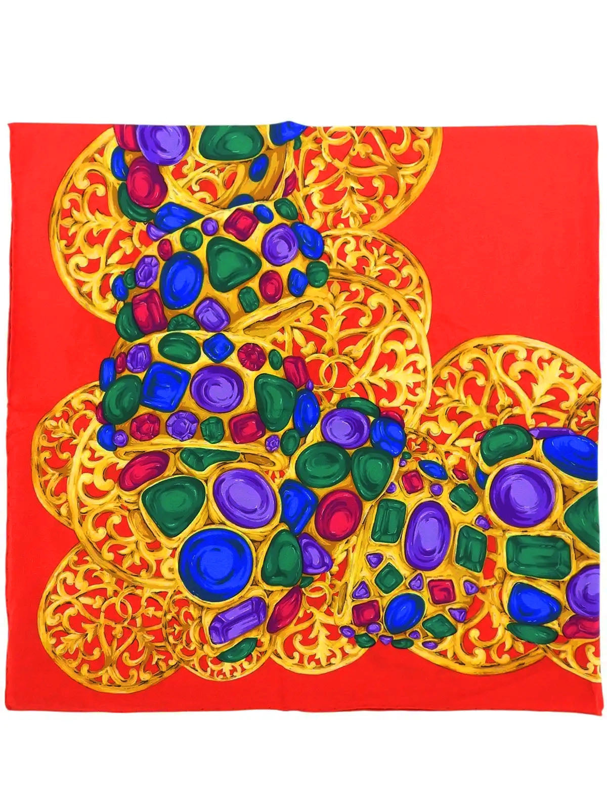 グリポワジュエリーパターンスカーフ レッド/マルチ