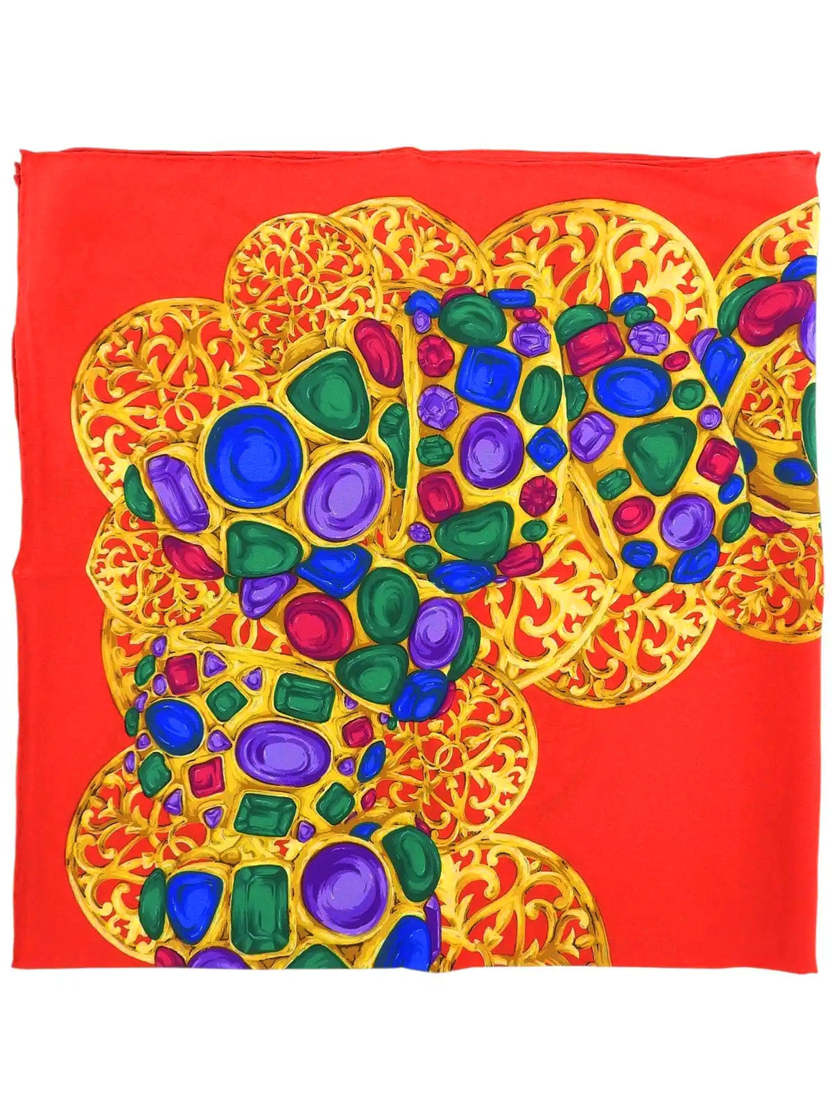 グリポワジュエリーパターンスカーフ レッド/マルチ