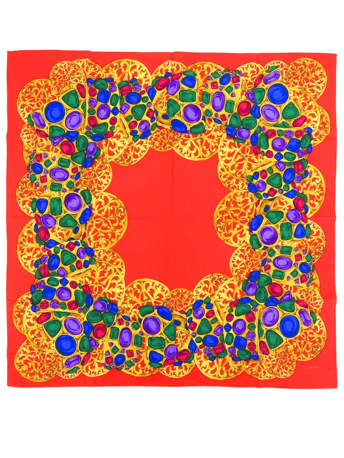 グリポワジュエリーパターンスカーフ レッド/マルチ