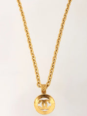 1994 Made  Dotted Round Cutout CC Mark Necklace Gold