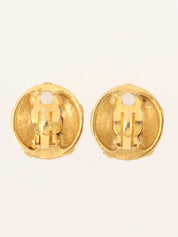 Round CC Mark Design Earrings Gold