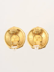 Round CC Mark Design Earrings Gold