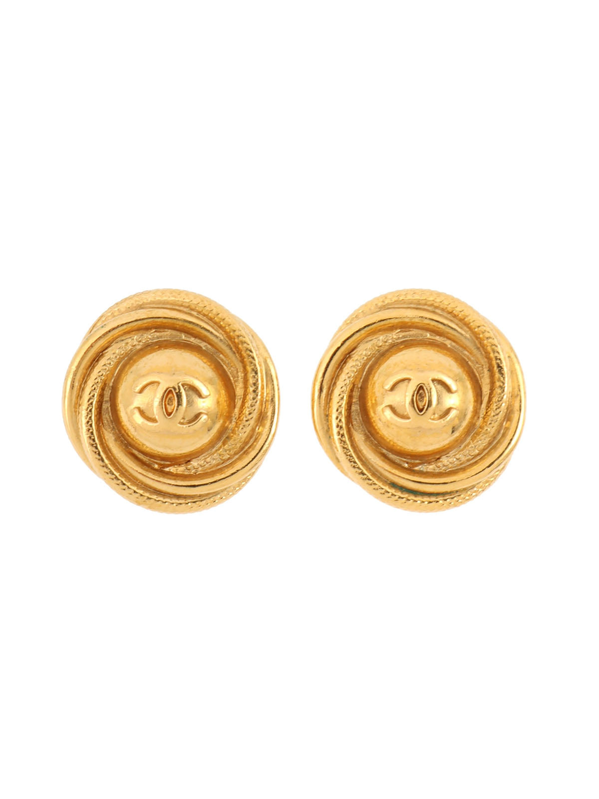 1997 Trinity motif CC mark earrings, gold