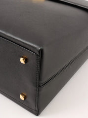 Saffiano Gancini Plate 2-Way Bag, Black