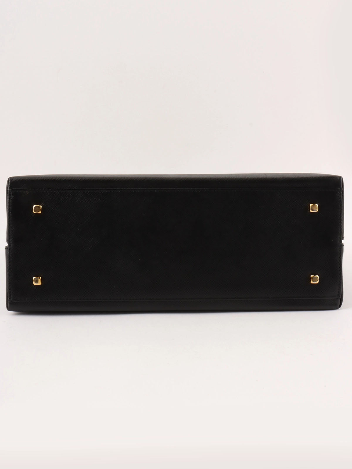 Saffiano Gancini Plate 2-Way Bag, Black