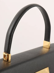 Saffiano Gancini Plate 2-Way Bag, Black