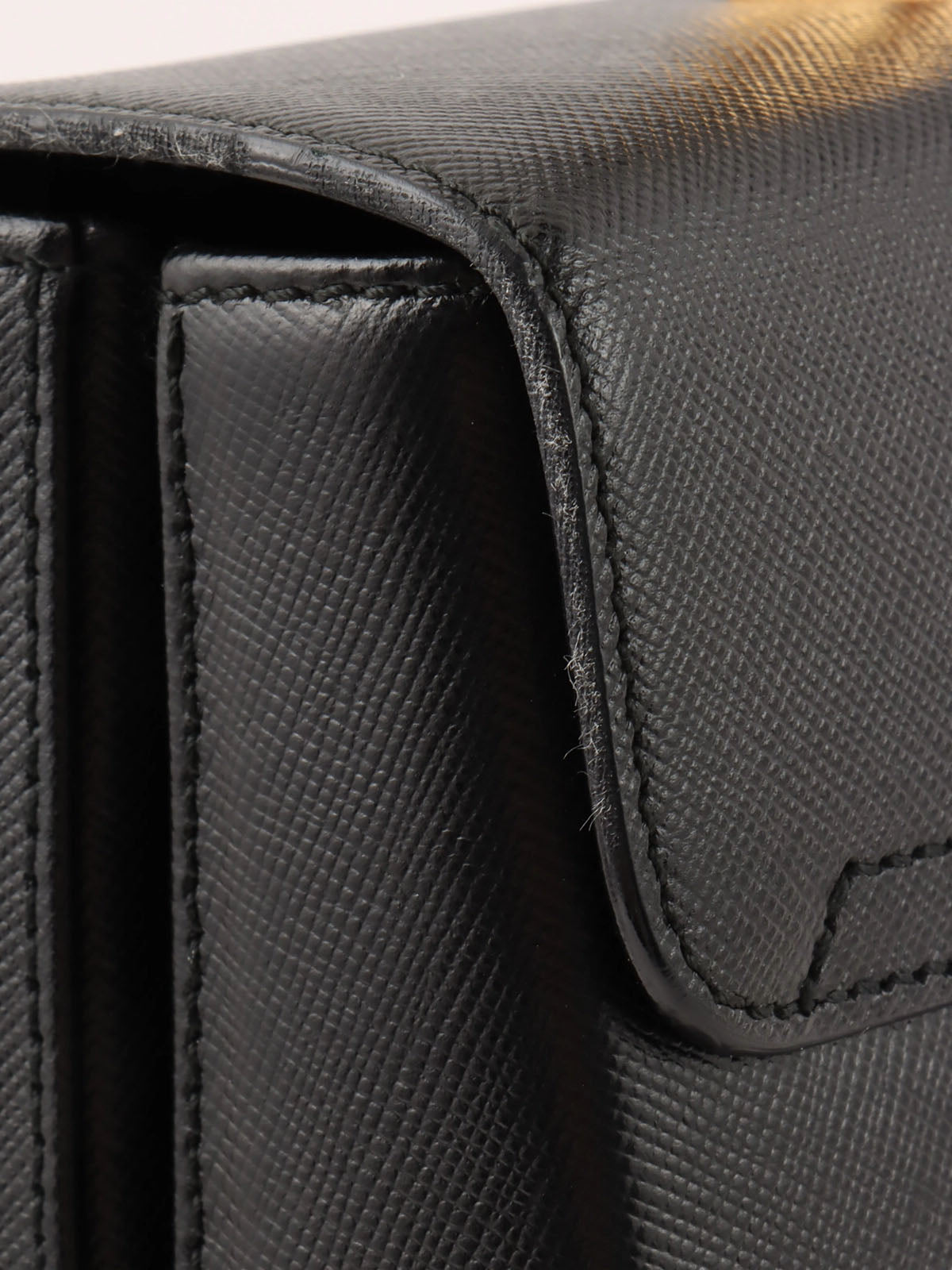 Saffiano Gancini Plate 2-Way Bag, Black