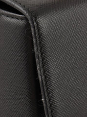 Saffiano Gancini Plate 2-Way Bag, Black