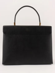 Saffiano Gancini Plate 2-Way Bag, Black
