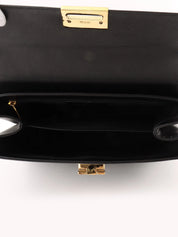 Saffiano Gancini Plate 2-Way Bag, Black