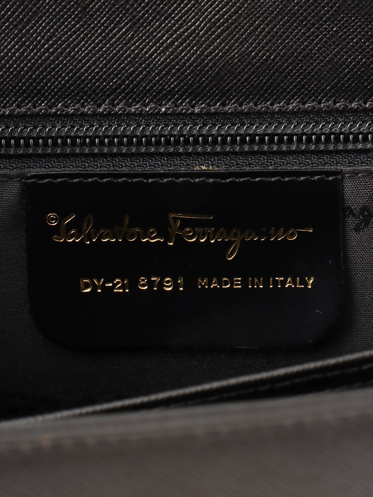 Saffiano Gancini Plate 2-Way Bag, Black