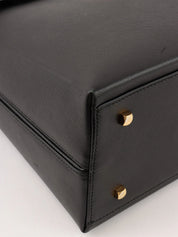 Saffiano Gancini Plate 2-Way Bag, Black