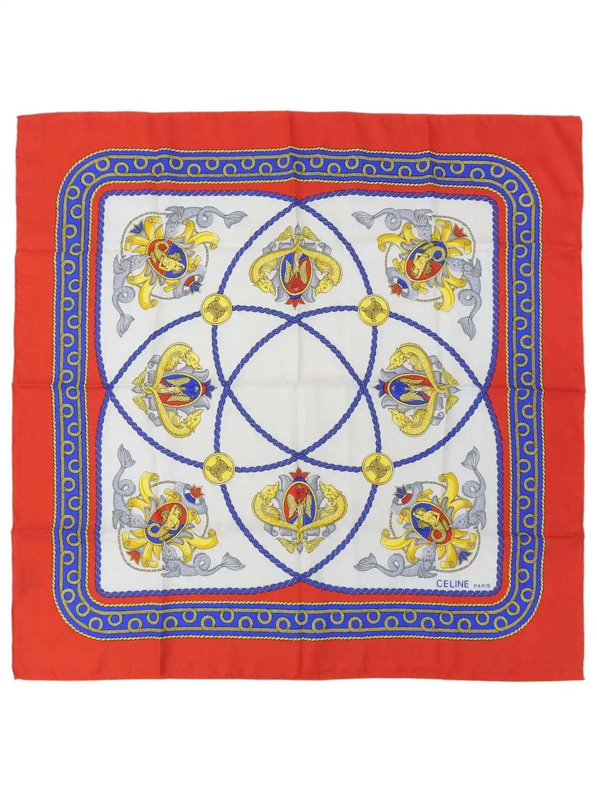 デザインパターンスカーフ　レッド/マルチ