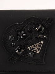 Heart Motif Logo Plate Wallet Black