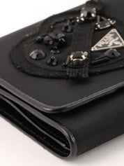 Heart Motif Logo Plate Wallet Black