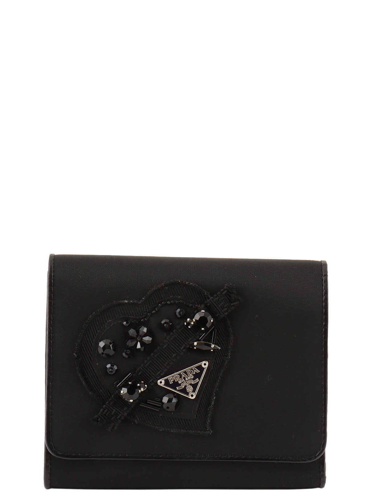 Heart Motif Logo Plate Wallet Black