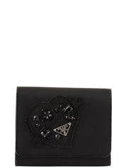 Heart Motif Logo Plate Wallet Black