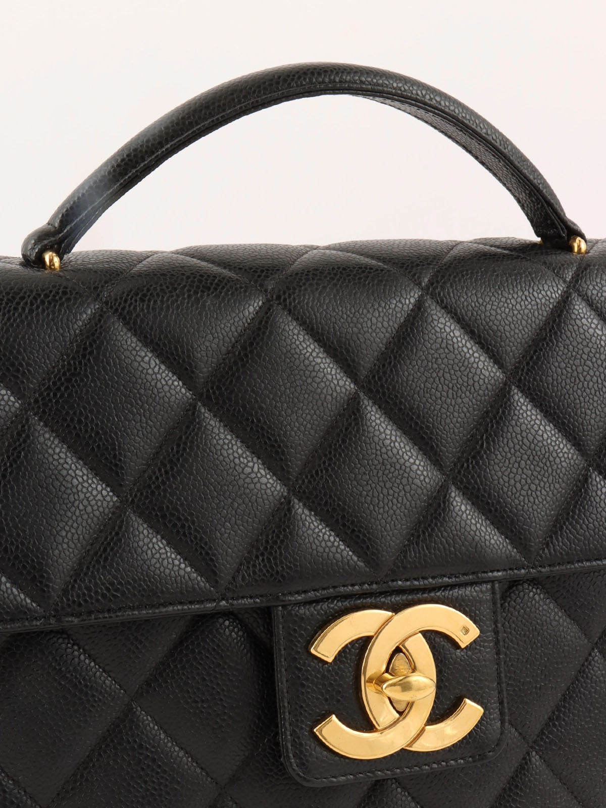 1997 Caviar Skin CC Turnlock Briefcase, Black