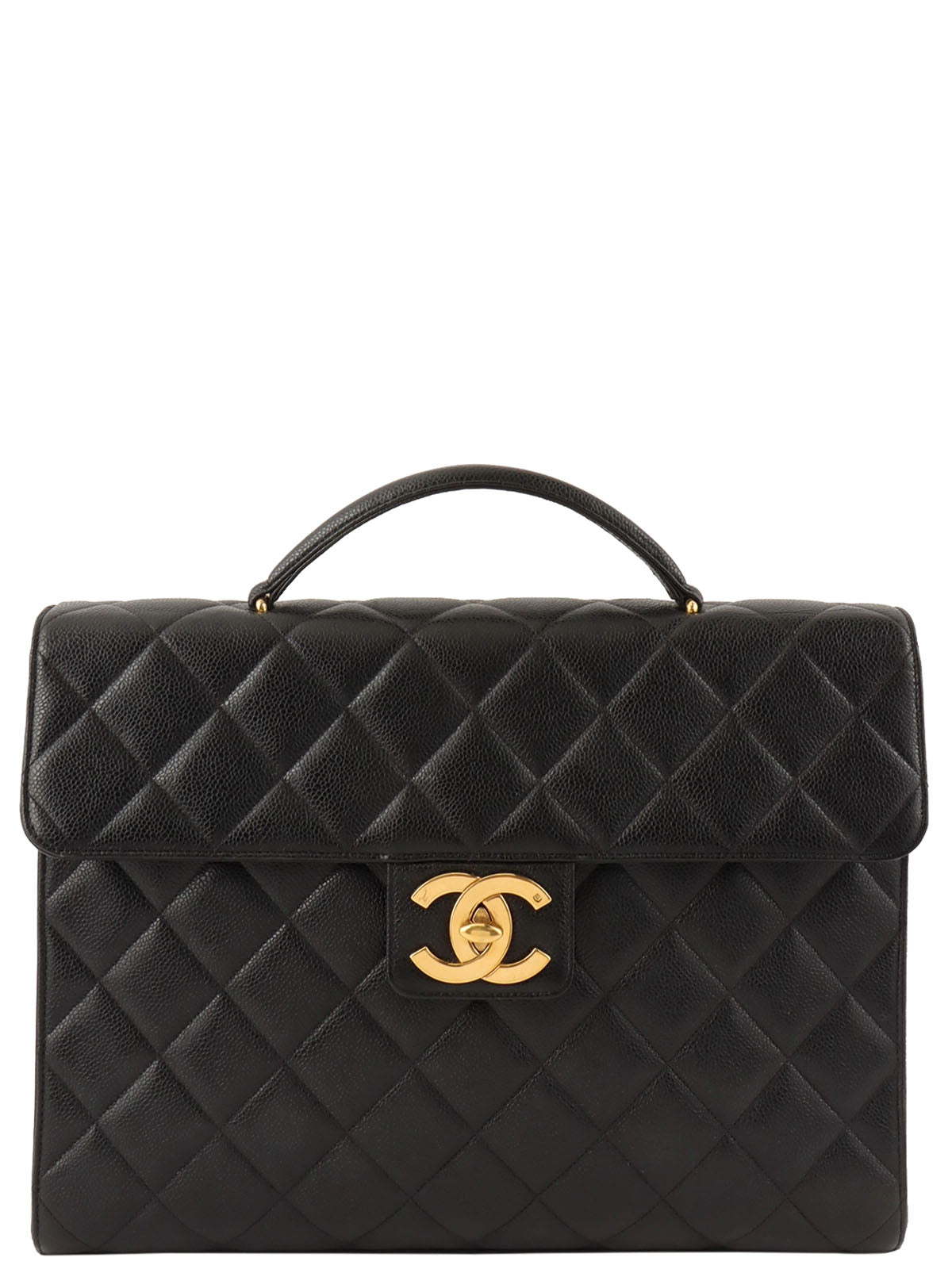 1997年頃製 キャビアスキンCCターンロックブリーフケース ブラック