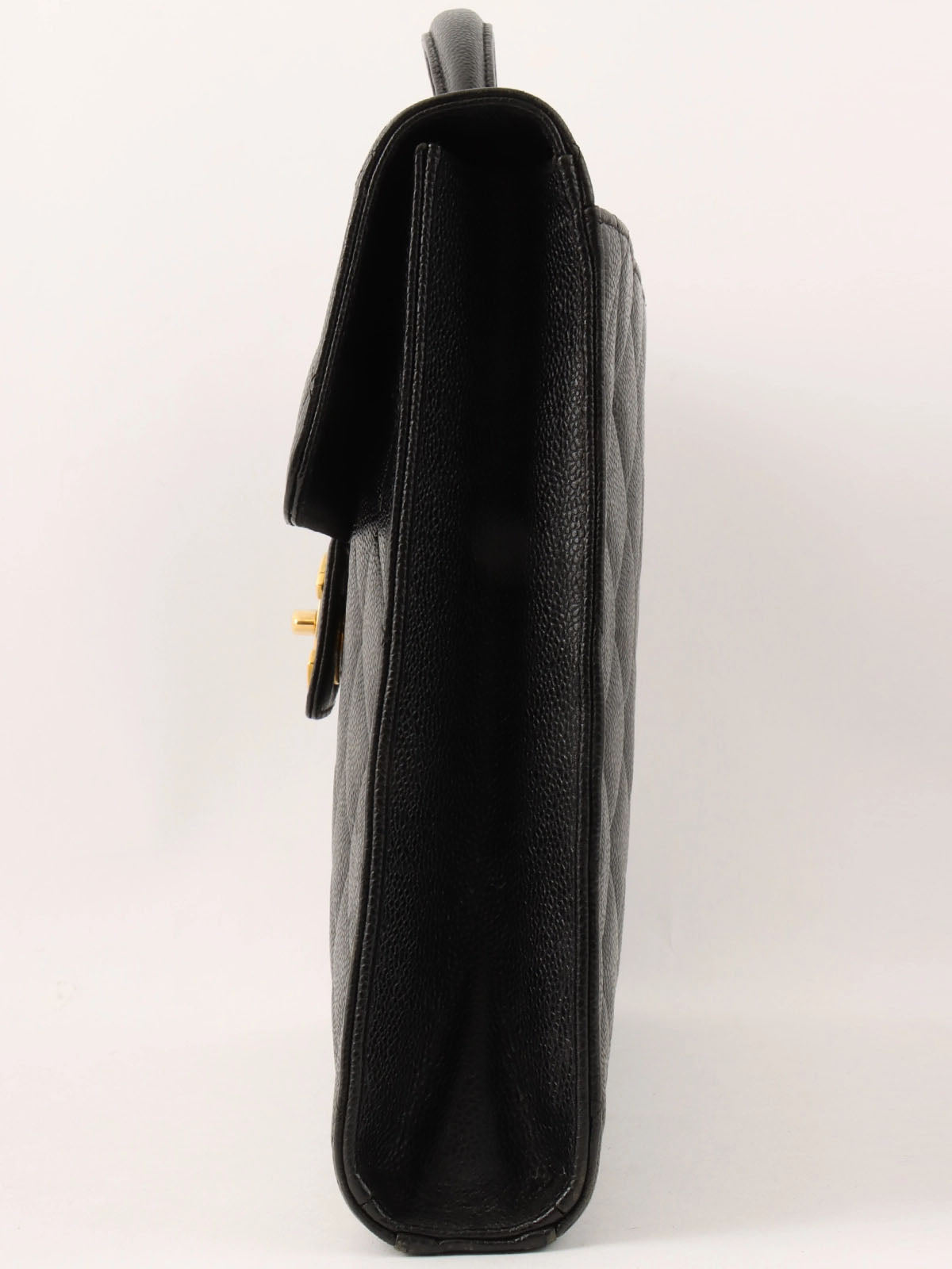 1997 Caviar Skin CC Turnlock Briefcase, Black